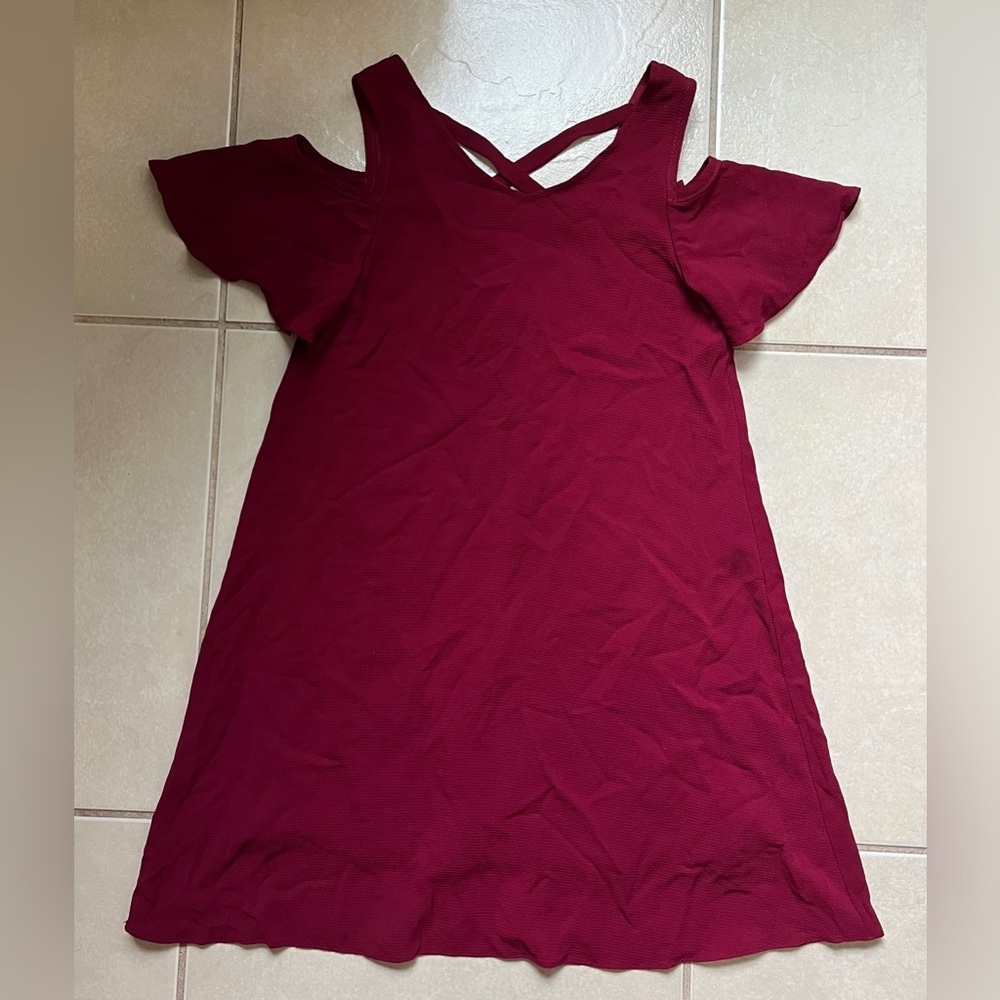 Sally Miller Women’s M Red Cold Shoulder Lined Stretch Dress